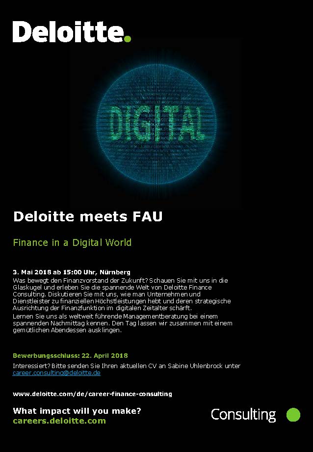 Deloitte meets FAU – Finance in a Digital World | 03. Mai 2018