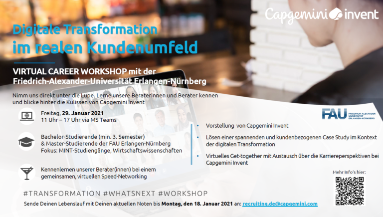 Virtual Career Workshop mit Capgemini Invent