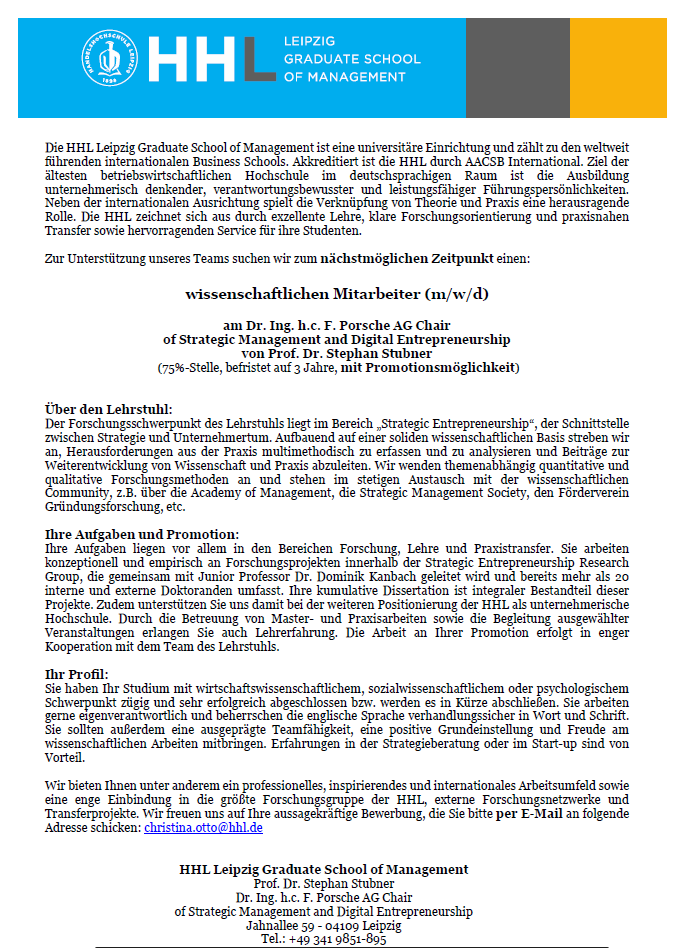 Wissenschaftliche*r Mitarbeitende (m/w/d) – Stellenausschreibung Leipzig