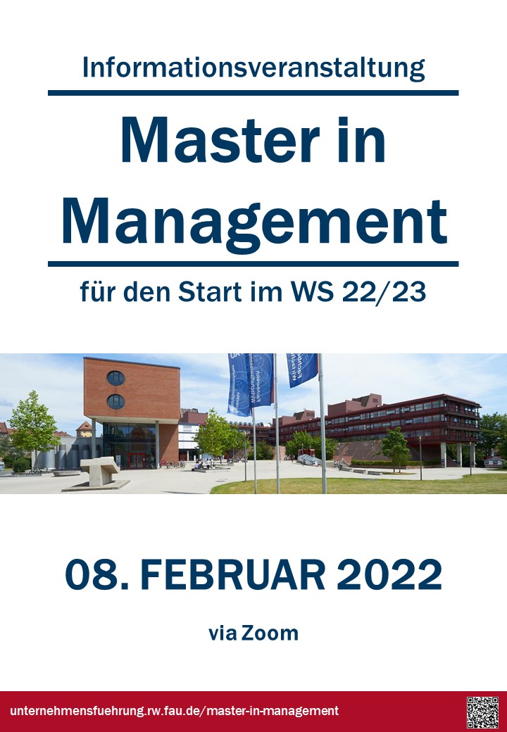 Informationsveranstaltung zum Master in Management und Anmeldung zum Zugangstest