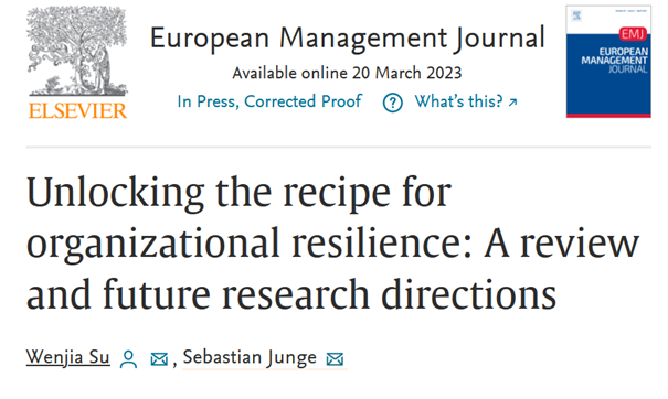 Neue Veröffentlichung zur Wiederstandfähigkeit von Unternehmen in Krisenzeiten im European Management Journal